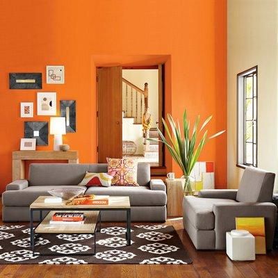 اللون البرتقالي في الغرف