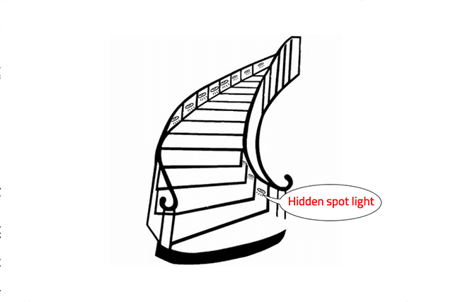 Hidden lights on stairs
