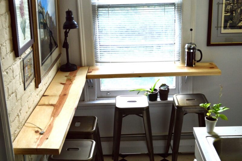 hand-crafted shelf table