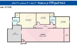 شقة - 3 غرف نوم for للبيع in شارع فيكتور ايمانويل الثالث - سموحة - حي شرق - الاسكندرية