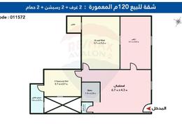 Apartment - 2 bedrooms - 2 bathrooms for للبيع in Al Nasr St. - Al Maamoura - Hay Than El Montazah - Alexandria