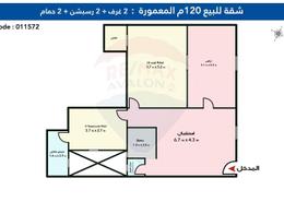 Apartment - 2 bedrooms - 2 bathrooms for للبيع in Al Nasr St. - Al Maamoura - Hay Than El Montazah - Alexandria Apartment - 2 bedrooms - 2 bathrooms for للبيع in Al Nasr St. - Al Maamoura - Hay Than El Montazah - Alexandria