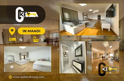 Apartment - 4 Bedrooms - 5 Bathrooms for rent in Degla Square - Degla - Hay El Maadi - Cairo