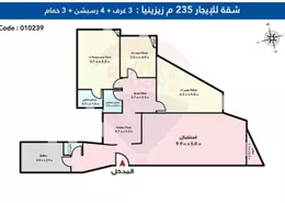 شقة - 3 غرف نوم - 3 حمامات للايجار في زيزينيا - حي شرق - الاسكندرية