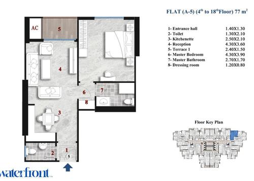 Apartment - 1 bedroom for للبيع in Waterfront - Sawary - Alexandria Compounds - Alexandria