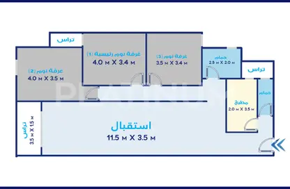 شقة - 3 غرف نوم - 2 حمامات للبيع في كوبرى 14 مايو - سموحة - حي شرق - الاسكندرية