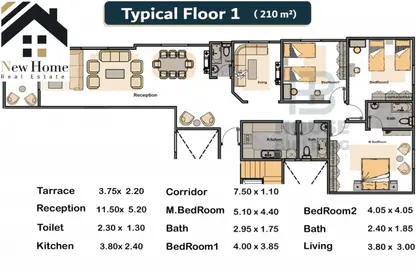 Apartment - 4 Bedrooms - 3 Bathrooms for sale in Bait Alwatan - The 5th Settlement - New Cairo City - Cairo