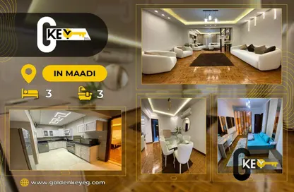 Apartment - 3 Bedrooms - 3 Bathrooms for rent in Degla Square - Degla - Hay El Maadi - Cairo