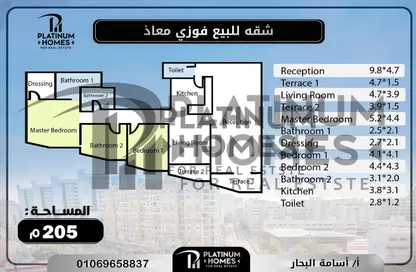 Apartment - 3 Bedrooms - 3 Bathrooms for sale in Mohamed Fawzy Moaz St. - Smouha - Hay Sharq - Alexandria