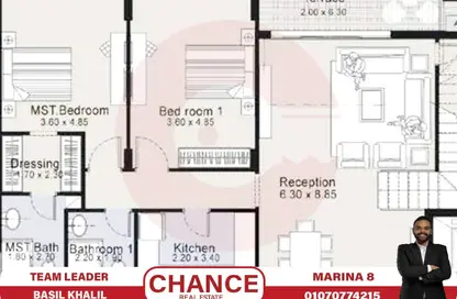 شاليه - 2 غرف نوم - 2 حمامات للبيع في مارينا 8 - مارينا - العلمين - الساحل الشمالي