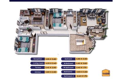 Apartment - 3 Bedrooms - 2 Bathrooms for sale in North Rehab - New Cairo City - Cairo