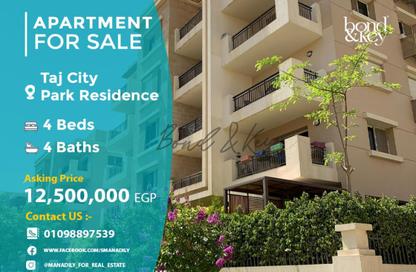 Apartment - 4 Bedrooms - 4 Bathrooms for sale in Taj City - 5th Settlement Compounds - The 5th Settlement - New Cairo City - Cairo