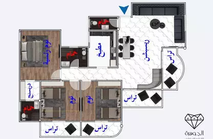 شقة - 3 غرف نوم - 3 حمامات للبيع في طريق بلبيس - خط 10 - الحي الثالث - مدينة العبور - القليوبية