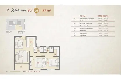 شقة - 2 غرف نوم - 2 حمامات للبيع في فيلدج ويست - كمبوندات الشيخ زايد - الشيخ زايد - الجيزة