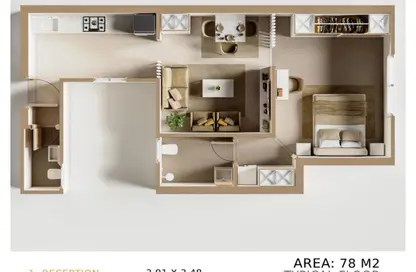 Apartment - 1 Bedroom - 2 Bathrooms for sale in Bahja - Sheikh Zayed Compounds - Sheikh Zayed City - Giza