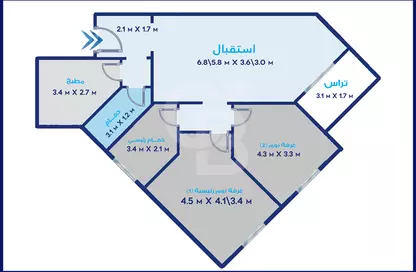 شقة - 2 غرف نوم - 2 حمامات للبيع في كمبوند سموحه برستيج - سموحة الجديدة - سموحة - حي شرق - الاسكندرية