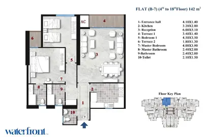 شقة - 2 غرف نوم - 3 حمامات للبيع في في صوارى - ووترفرونت - صوارى - كمبوندات الاسكندرية - الاسكندرية