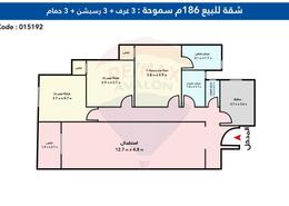 شقة - 3 غرف نوم for للبيع in شارع مدخل شركة النقل والهندسة - سموحة - حي شرق - الاسكندرية