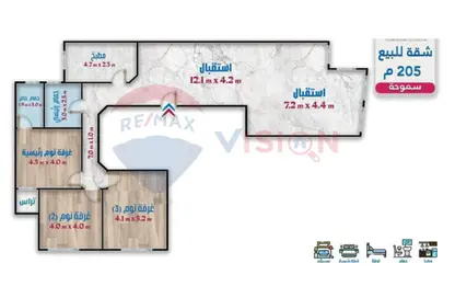 Apartment - 3 Bedrooms - 2 Bathrooms for sale in Mohamed Fawzy Moaz St. - Smouha - Hay Sharq - Alexandria
