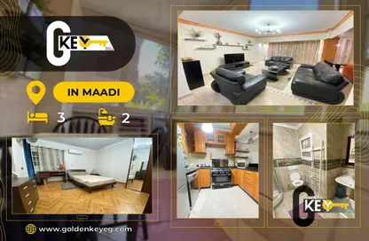 Apartment - 3 Bedrooms - 2 Bathrooms for rent in Degla Square - Degla - Hay El Maadi - Cairo